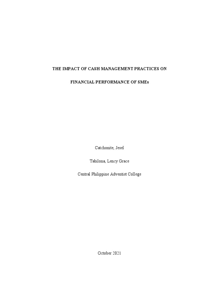 The Impact of Cash Management Practices On Financial Performance of ...