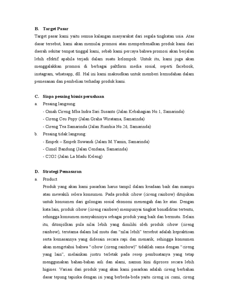 Target Pasar Cibow: Strategi Pemasaran | PDF | Bisnis