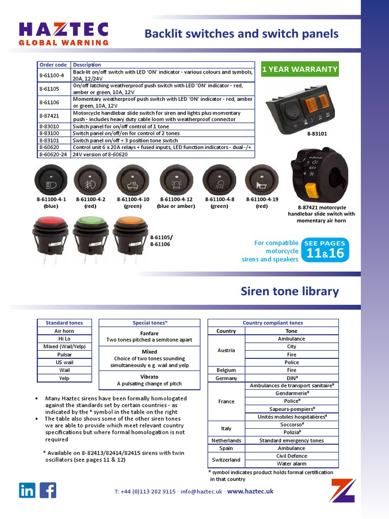 Haztec Switches and Sirens Overview | PDF | Equipment | Manufactured Goods