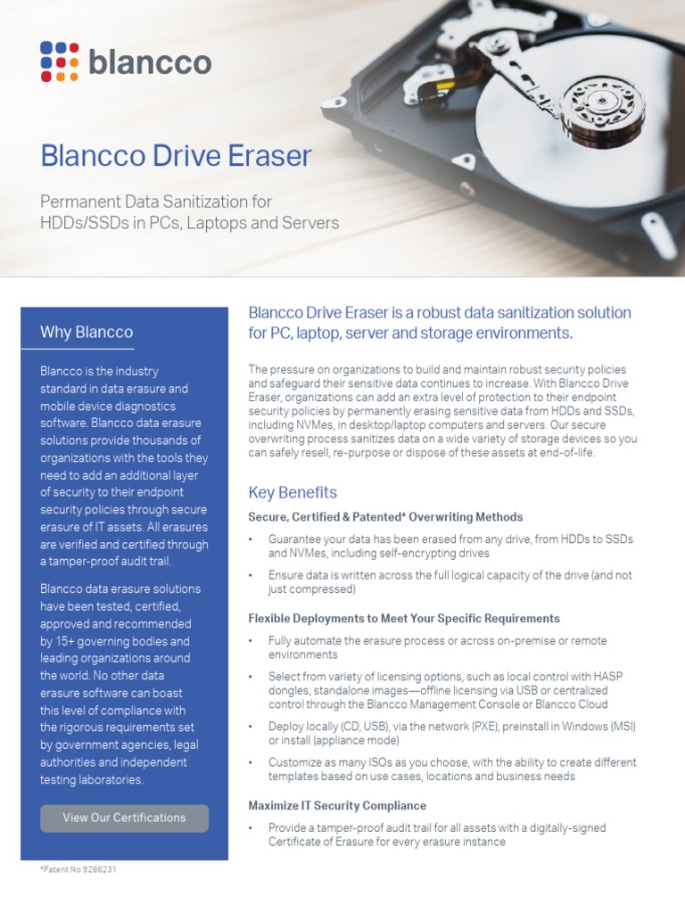 Blancco Drive Eraser PDF Computer Hardware Laptop