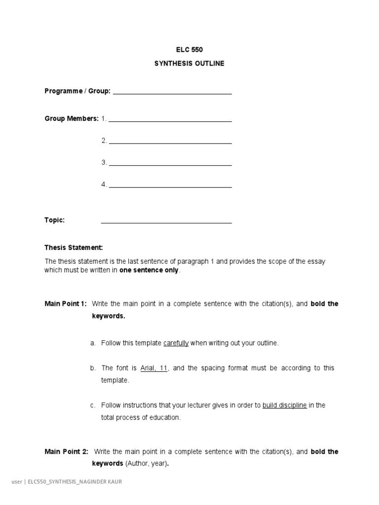 ELC550 Synthesis Essay Guidelines | PDF | Paragraph | Essays