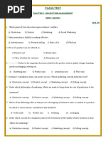 Class-Test: Chapter-11 Marketing Management MCQ (1 Mark) M.M. 20