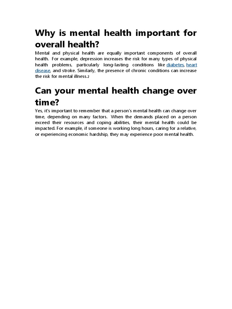 Why Is Mental Health Important For Overall Health | PDF