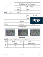 Metallurgical Test Report: Specification Observation