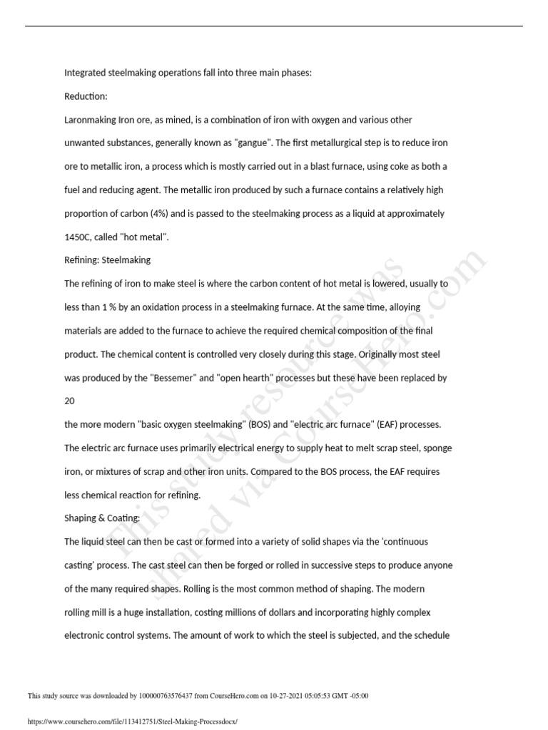 Steel Making Process | PDF | Steelmaking | Steel