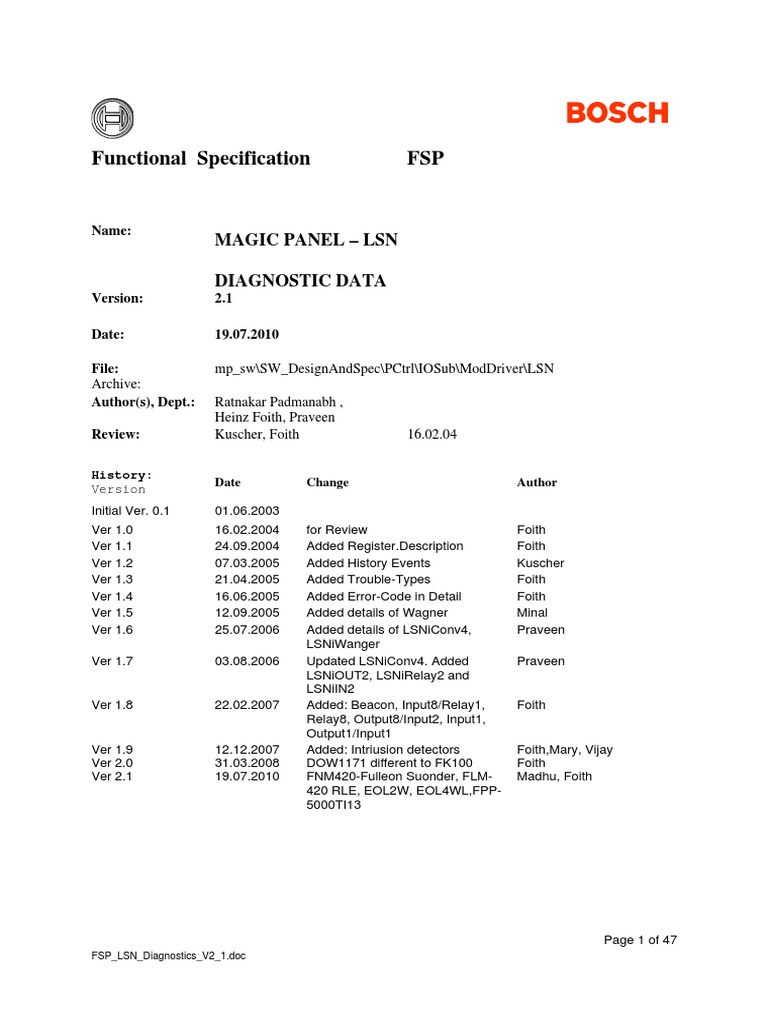 LSN Module Diagnostic Data V2.1 | PDF | Sensor | Feedback