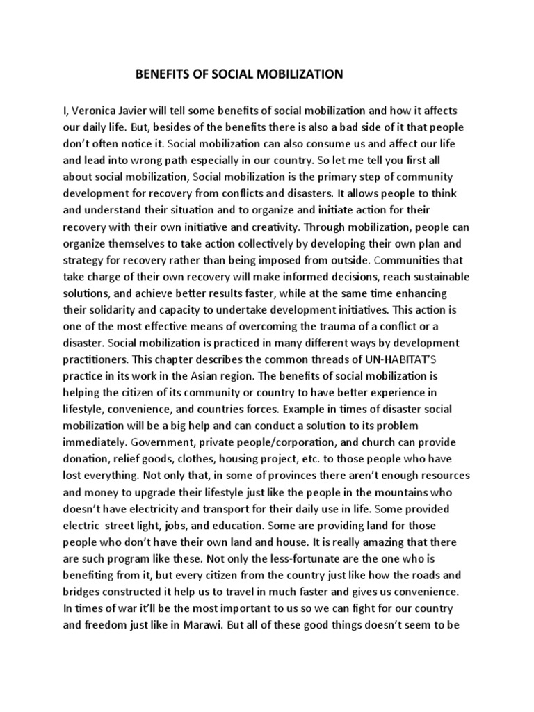 Benefits and Challenges of Social Mobilization | PDF | Economies