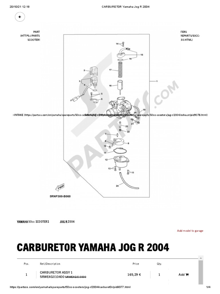 Carburet0r Yamaha Jog R 2004 | PDF | Mechanical Engineering | Vehicles