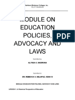 Module On Education Policies, Advocacy and Laws: Northern Mindanao Colleges, Inc