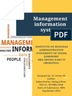 Management Information System: - Institute of Business Administration Jamshoro (Morning)