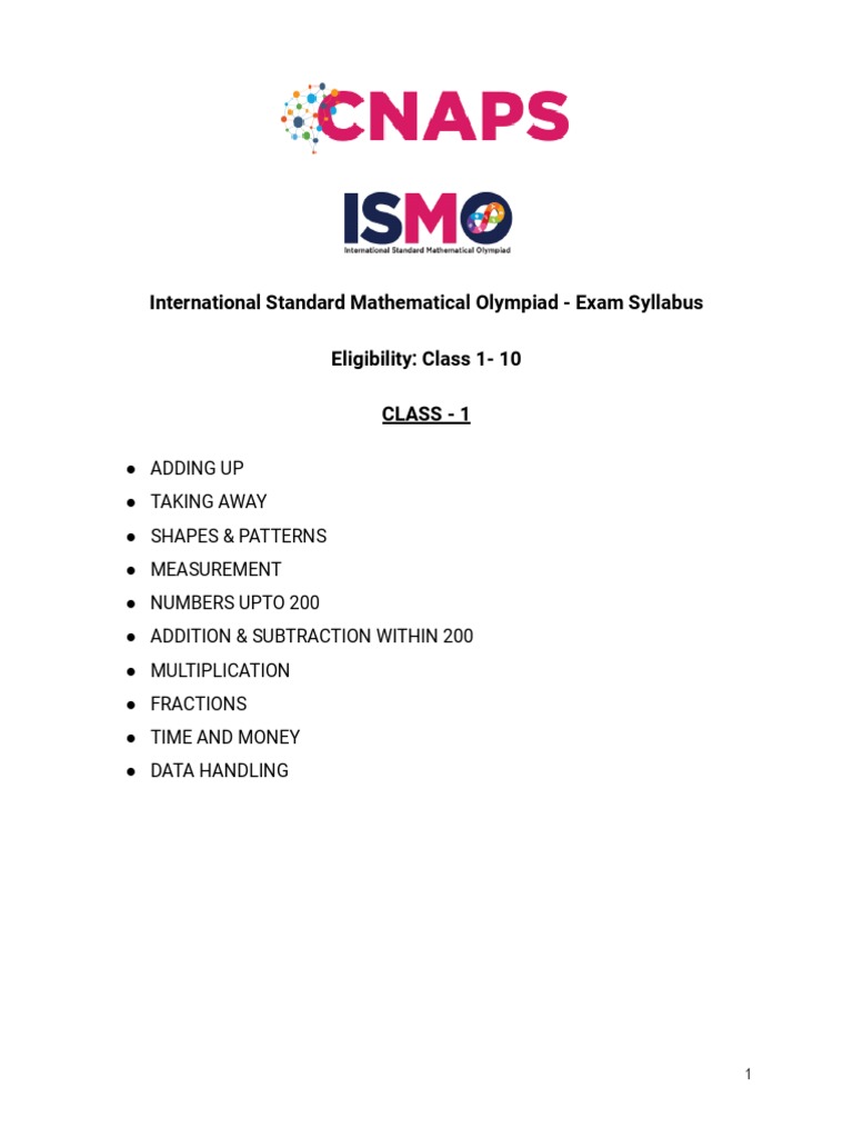 International Standard Mathematical Olympiad - Exam Syllabus ...