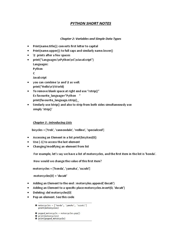 Python Short Notes: Chapter 2: Variables and Simple Data Types ...
