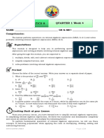 Mathematics 8 Quarter 1 Week 4: NAME: - GR & SEC: - Competencies