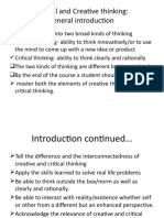 Critical and Creative Thinking PPT Notes