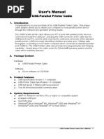 Usb-Parallel Printer Cable User's Manual