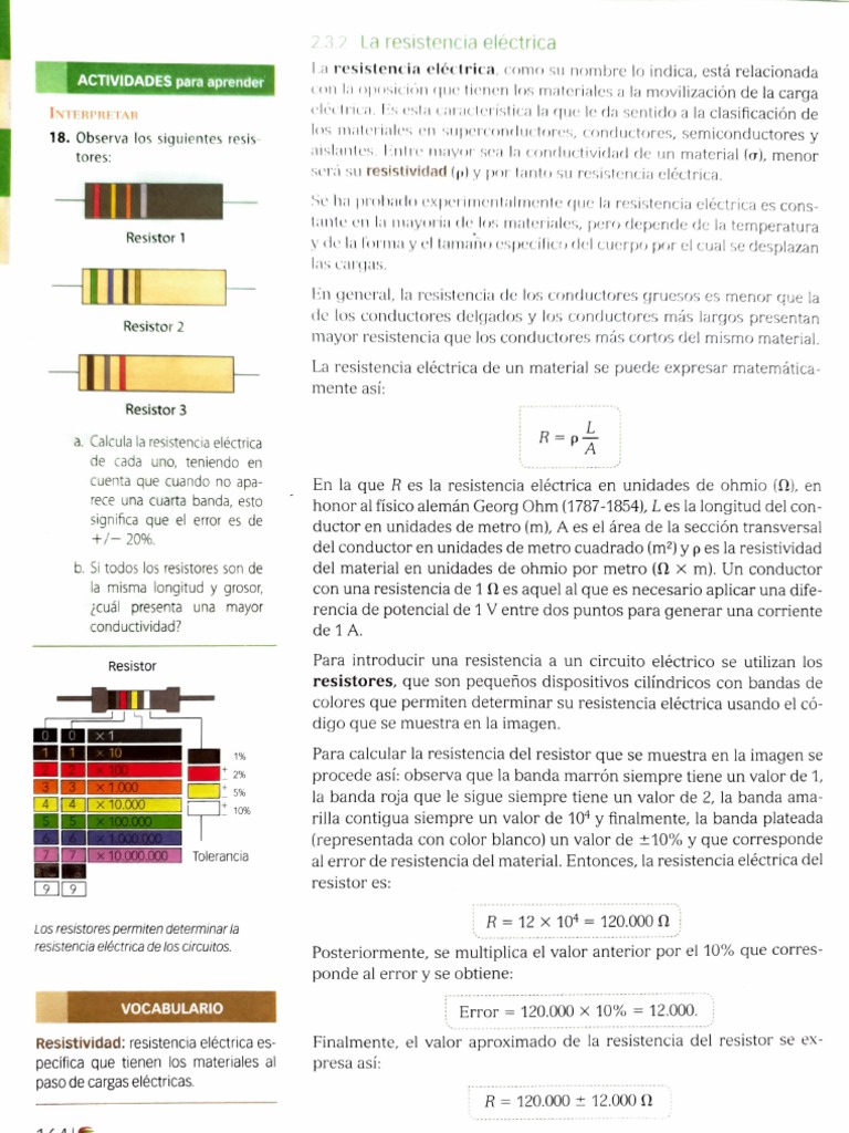 Fórmula de la Resistencia Eléctrica | PDF | Resistencia Eléctrica y ...