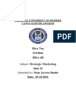 Hira Naz 9191041 BBA-4B Strategic Marketing: National University of Modern Languages Islamabad