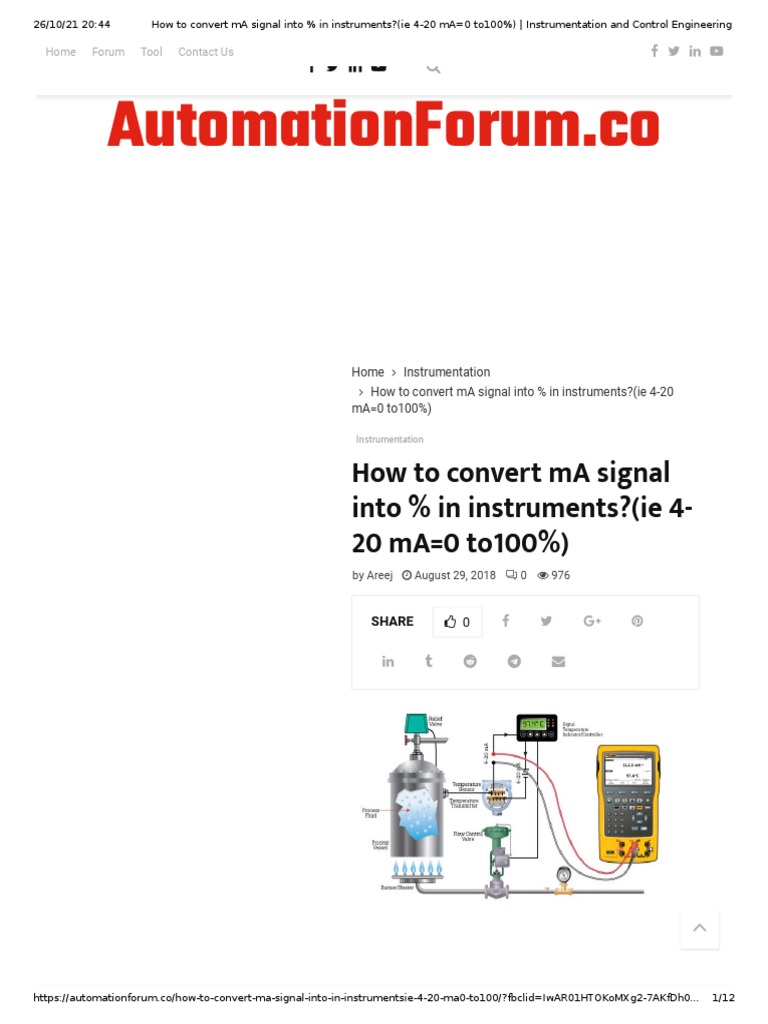 mA to Percentage Conversion Guide | PDF | Instrumentation | Ph