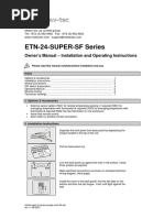 ETN-24-SUPER-SF Series: Owner's Manual - Installation and Operating Instructions