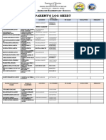 Parent'S Log Sheet: Lmacen Lementary Chool