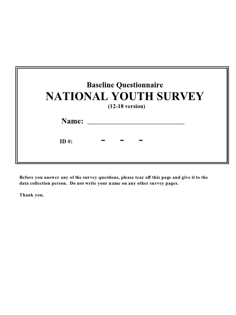 National Youth Survey Baseline Questionnaire | PDF | Race And Ethnicity ...