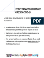 Protocolo de Retorno Trabajador Confirmado o Sospechoso Covid - 19