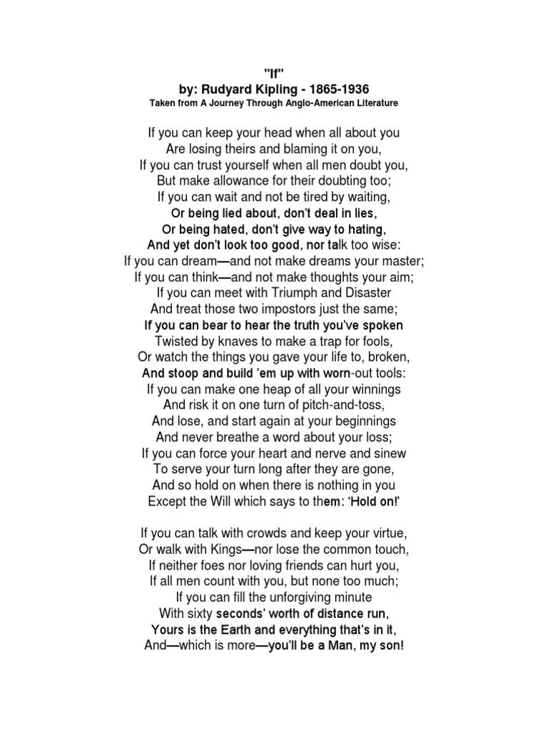 If by Rudyard Kipling | PDF
