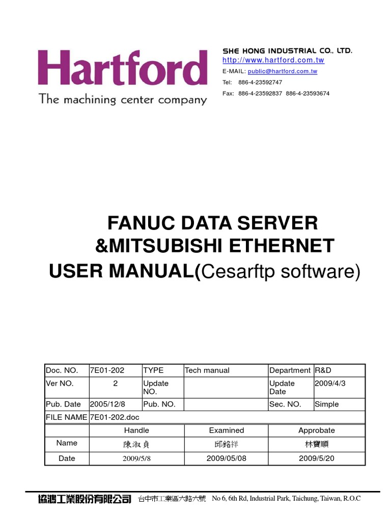 Fanuc Data Server &mitsubishi Ethernet USER MANUAL (Cesarftp Software ...