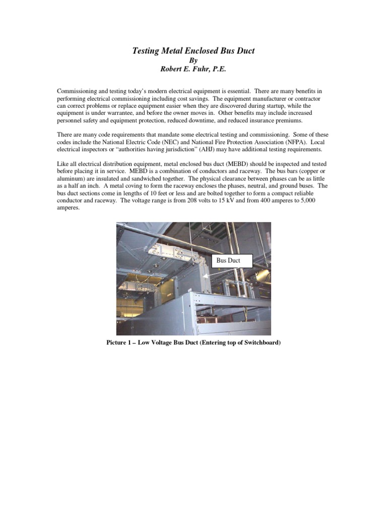 Testing Bus Duct | PDF | Duct (Flow) | Electrical Connector