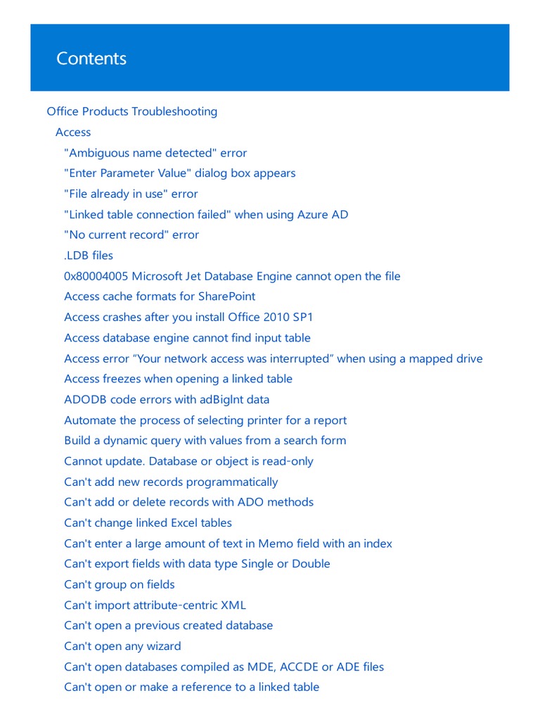 Listing some issues for access pdf microsoft excel microsoft office