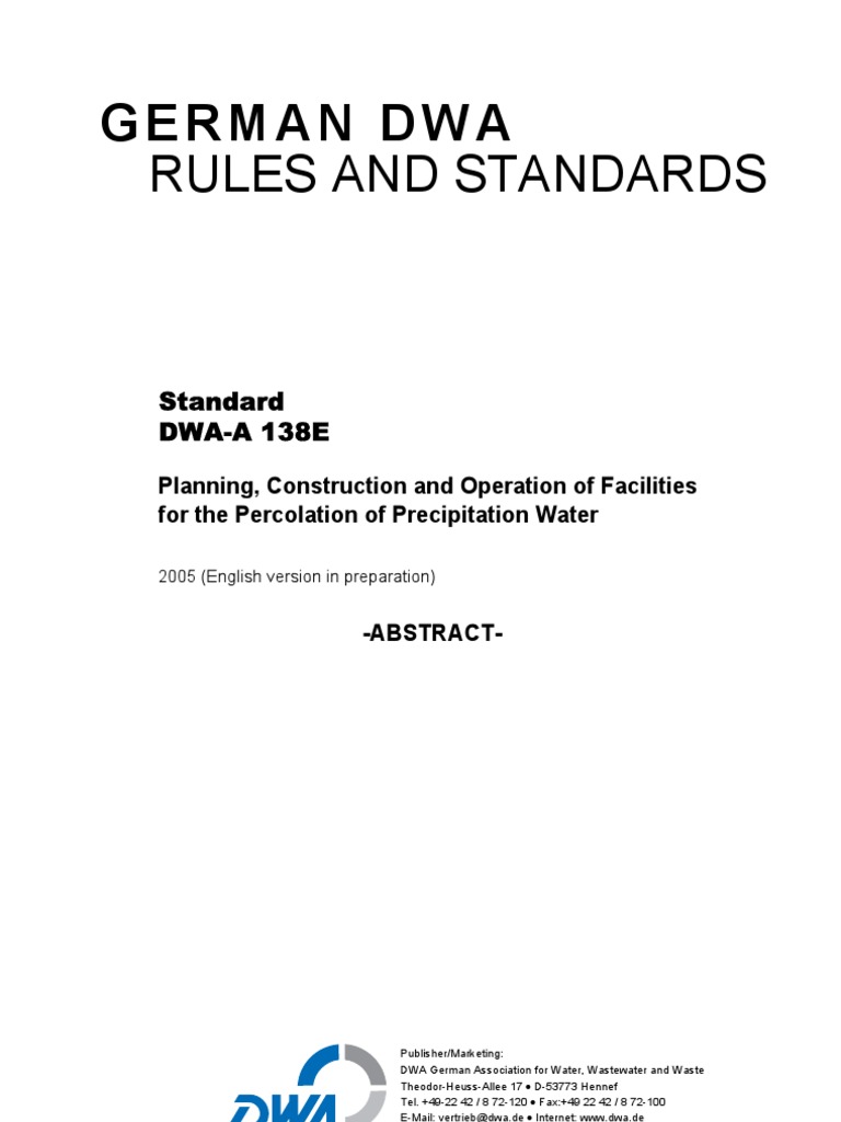 Rules And Standards German Dwa Pdf Surface Runoff Hydrogeology