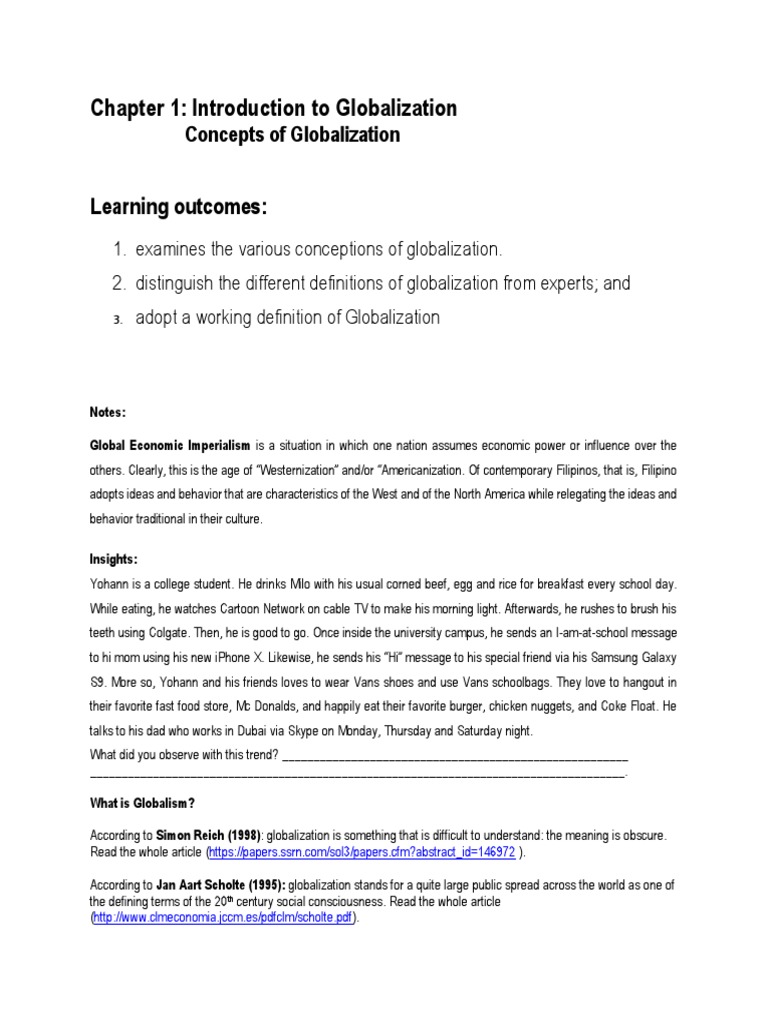 Understanding Globalization Concepts | PDF | Globalization | Economic ...