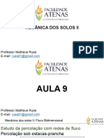 Mecânica dos Solos II: Fluxo Bidimensional e Percolação sob Estacas Prancha