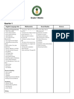 Pineapple Academy - Grade 1 Matrix