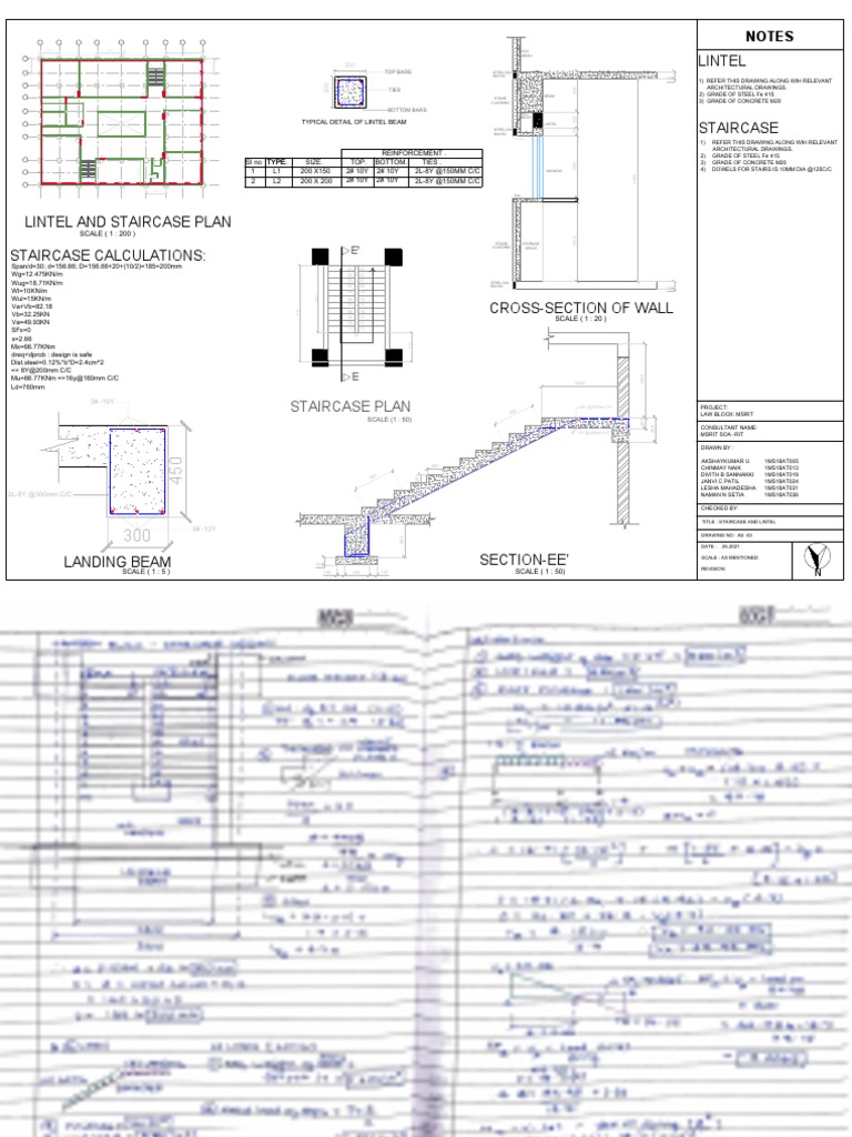Staircase and Lintel With Calculations | PDF | Stairs | Architectural ...