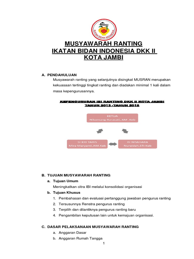 Laporan Musyawarah Ranting IBI Jambi | PDF | Karier & Perkembangan ...