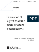 Cahier de La Recherche - La Création Et La Gestion d'Une Petite Structure d'Audit Interne (Janvier 2009)