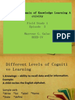 The Three Domain of Knowledge Learning A Ctivity: Field Study 1 Episode 3 Mayrose G. Galac Beed-Iv