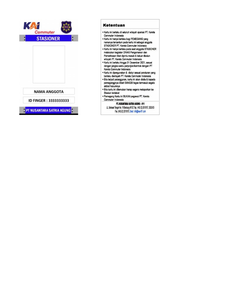Kartu ID Anggota NSA | PDF