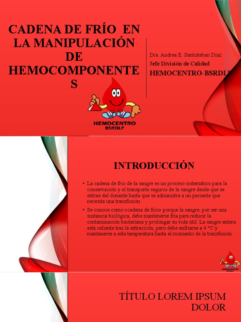 Cadena de Frío Sangre y Hemocomponentes | PDF | Sangre | Transfusión de ...