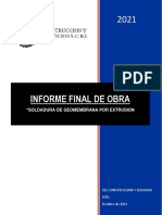 Informe Final de Obra Soldadura de Geomembrana
