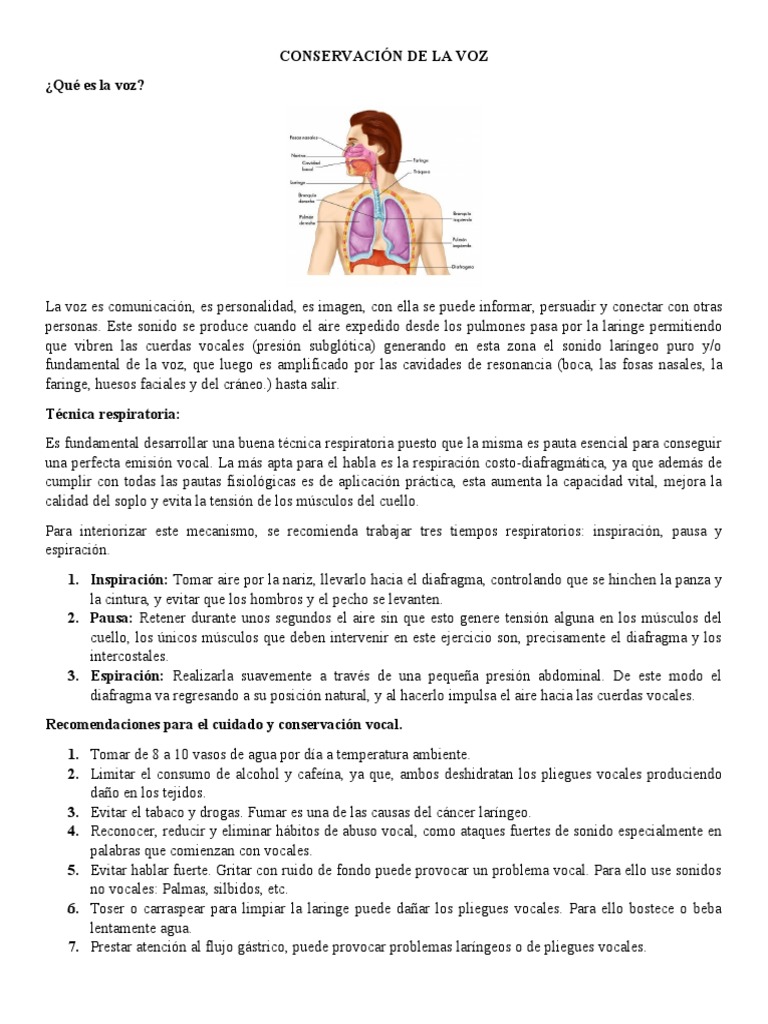 Cuidado y Conservación de la Voz | PDF | Medicina CLINICA