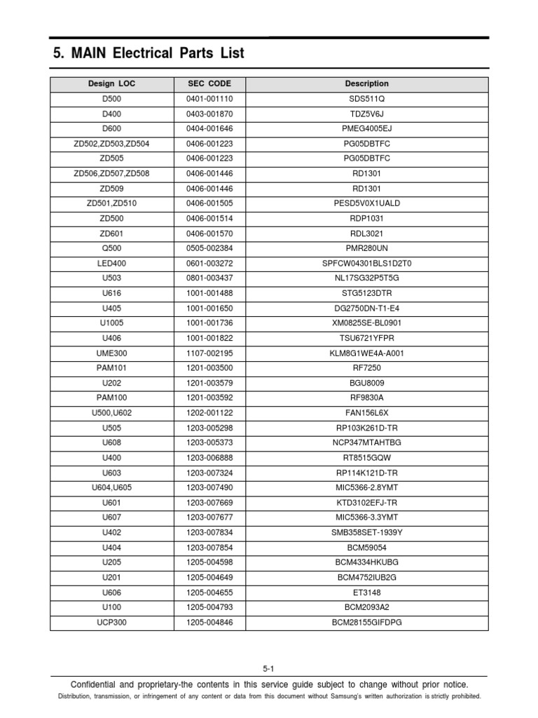 Electrical Part List I9152 | PDF