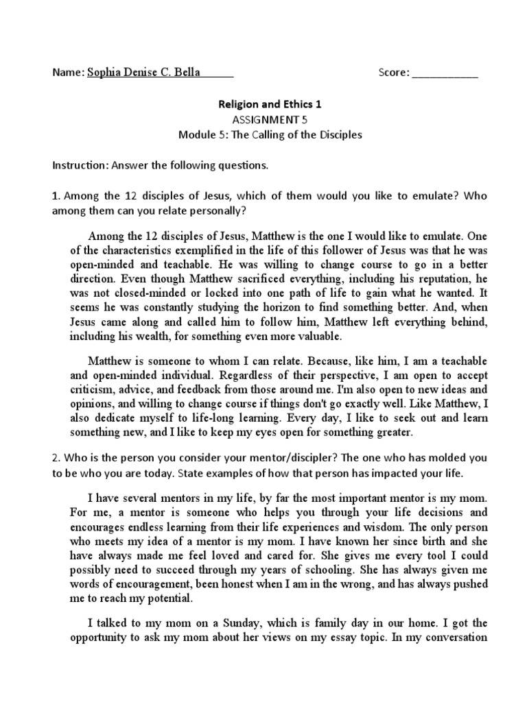 RE 1 Module 5 | PDF | Gospel Of Matthew | Cognition