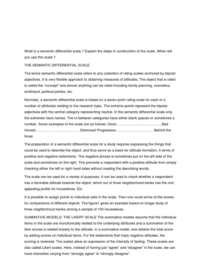 An Overview of the Semantic Differential Scale Construction, Uses, and
