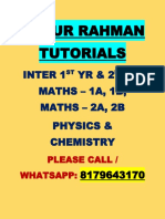 Abdur Rahman Tutorials: Inter 1 YR & 2 YR MATHS - 1A, 1B, Maths - 2A, 2B Physics & Chemistry