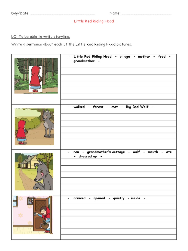 Little Red Riding Hood Storyline | PDF | Language Arts & Discipline ...