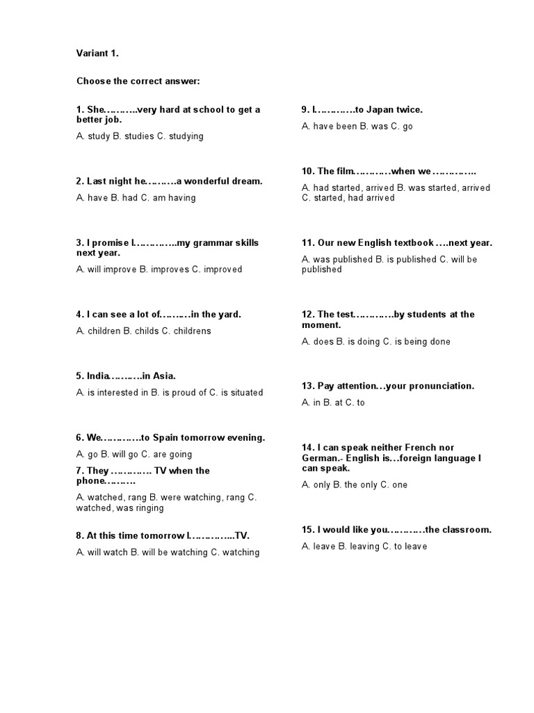 Грамматический Тест 7 Класс | PDF | Communication | Linguistics
