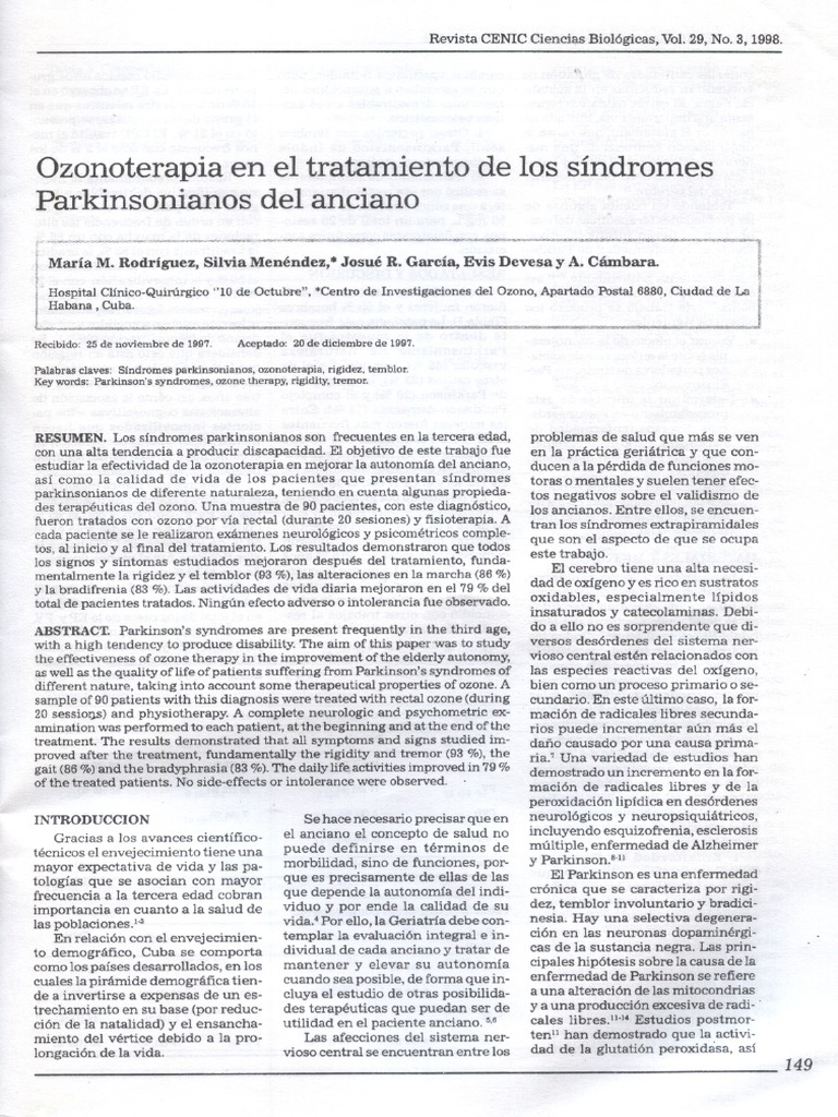 Ozone Therapy in Parkinson CUBA PDF