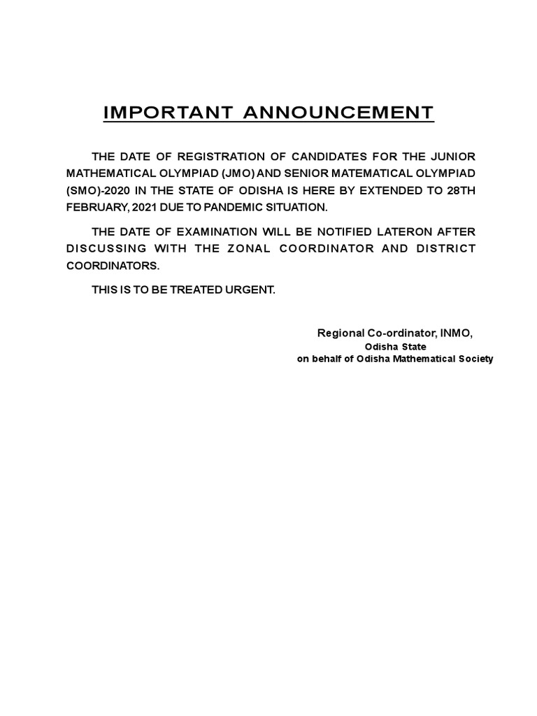 JMO 2020 Registration Extended to Feb 28 | PDF | Finance & Money ...